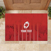 Custom Canada Rugby 2026 Rubber Doormat Maple Leaf Striped Line Style