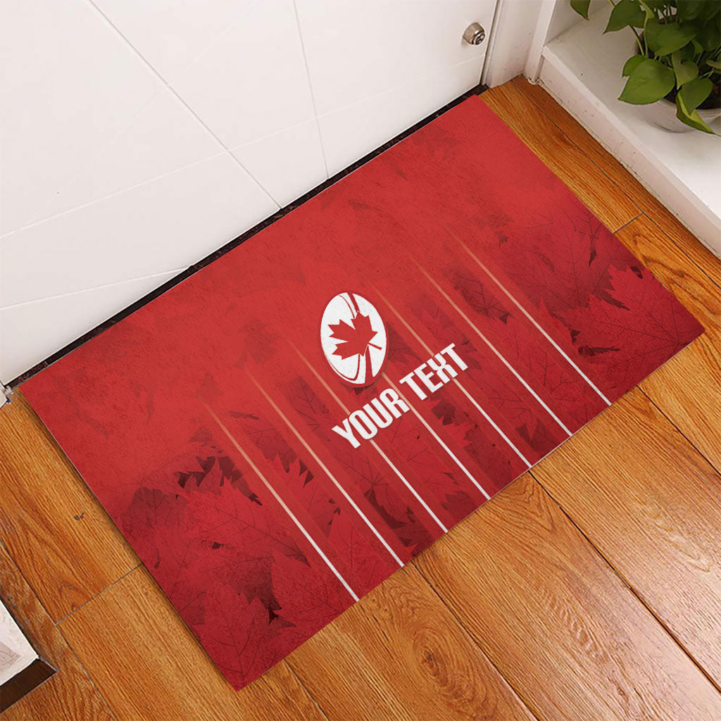 Custom Canada Rugby 2026 Rubber Doormat Maple Leaf Striped Line Style