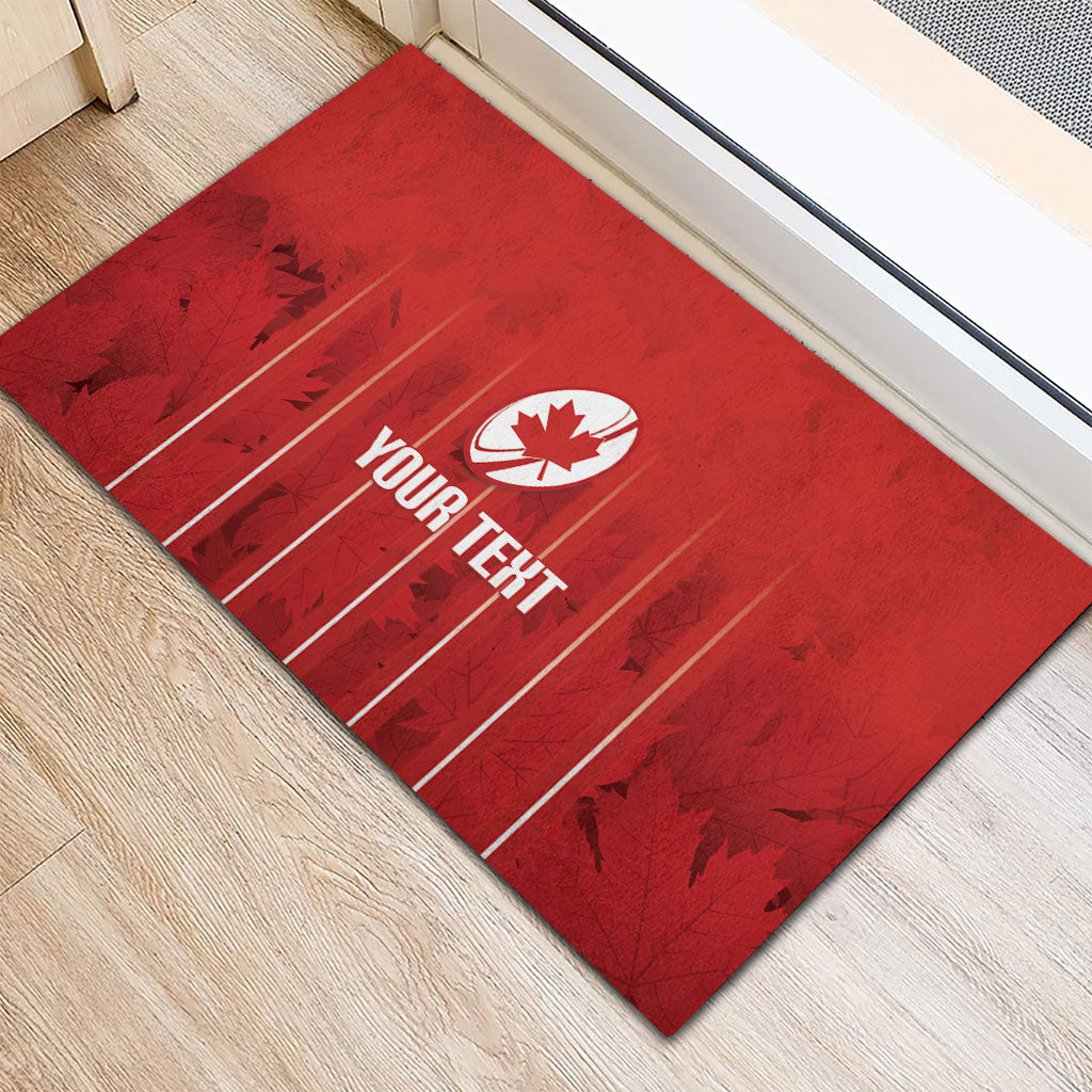 Custom Canada Rugby 2026 Rubber Doormat Maple Leaf Striped Line Style