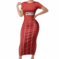 Custom Canada Rugby 2026 Short Sleeve Bodycon Dress Maple Leaf Striped Line Style