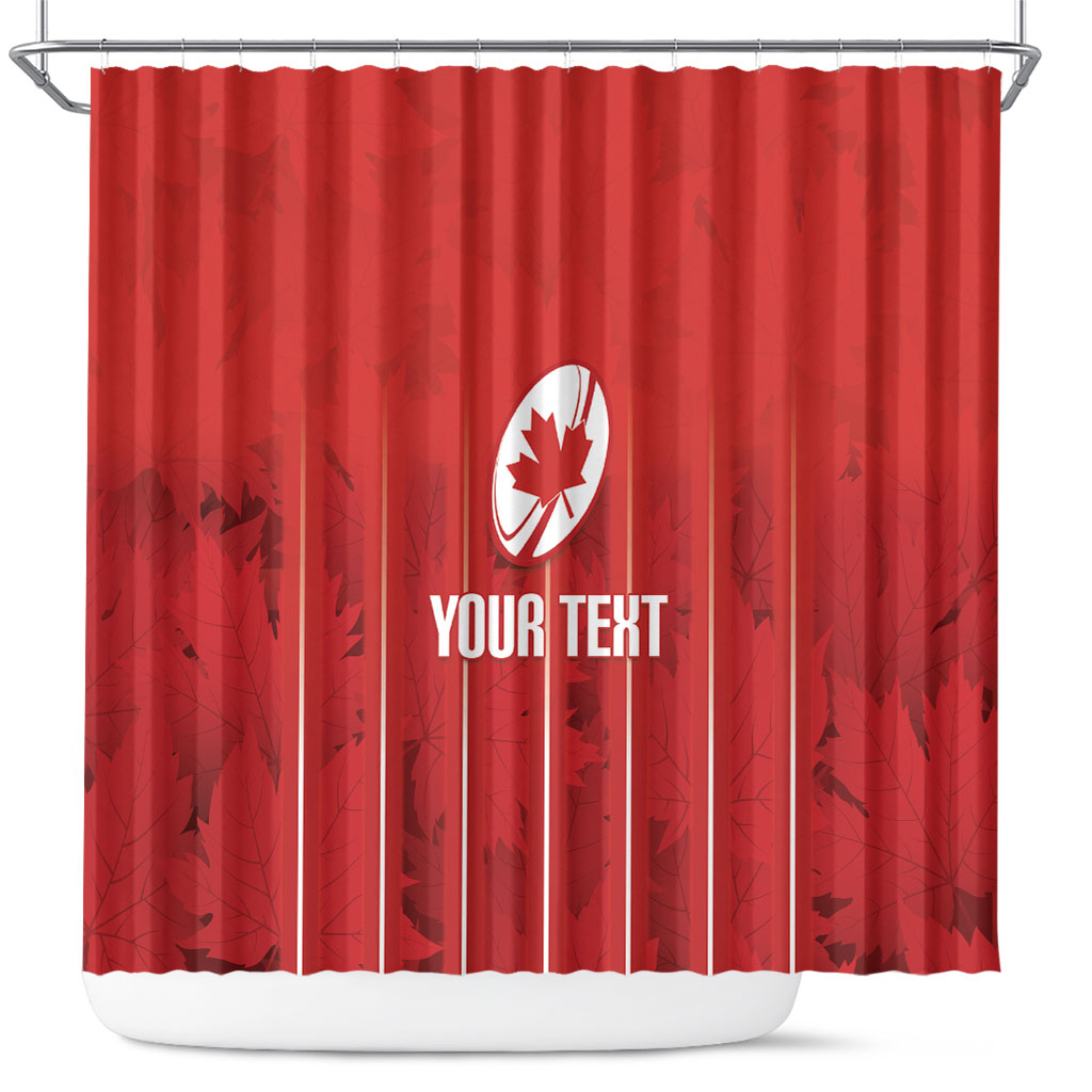 Custom Canada Rugby 2026 Shower Curtain Maple Leaf Striped Line Style