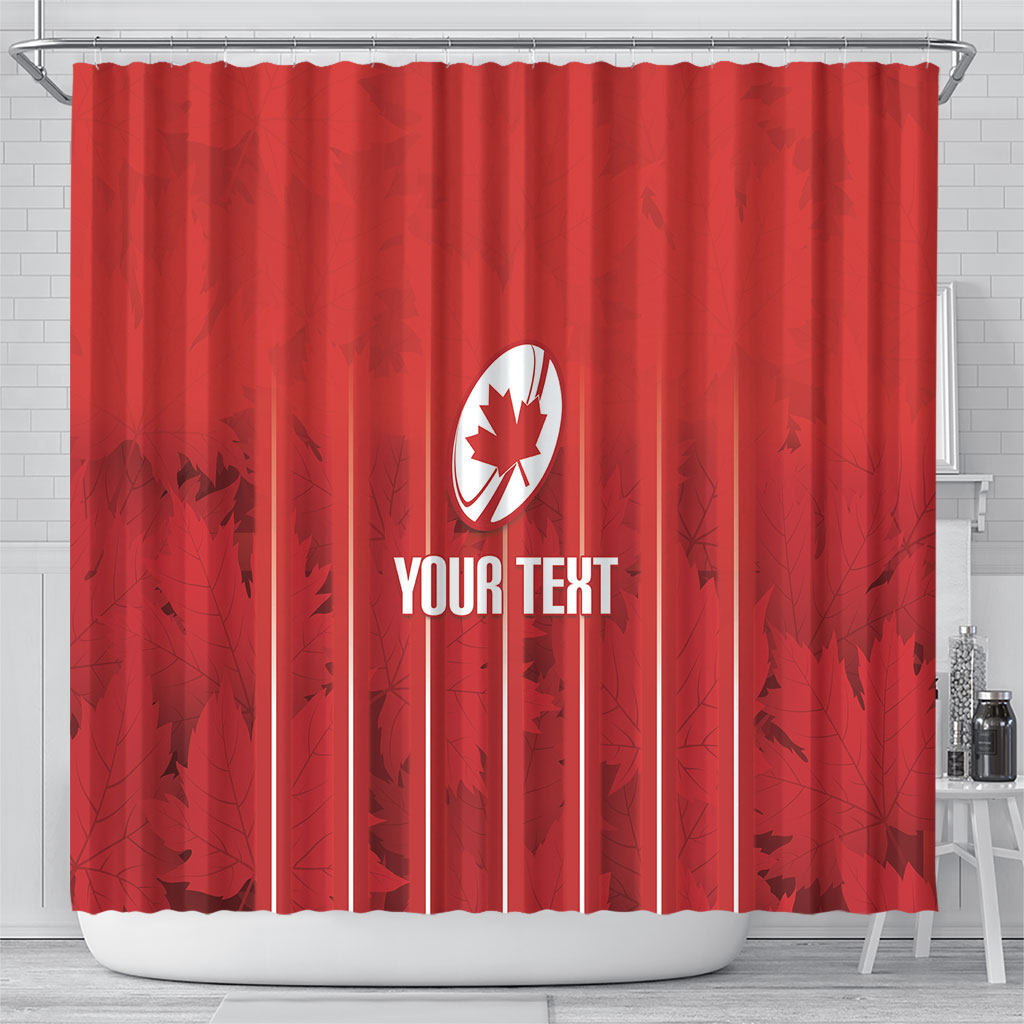 Custom Canada Rugby 2026 Shower Curtain Maple Leaf Striped Line Style
