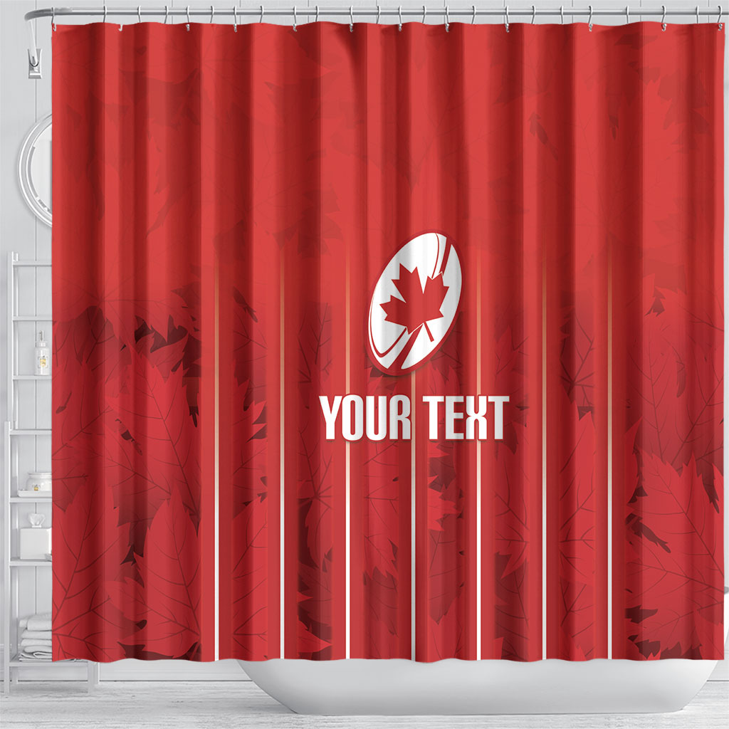 Custom Canada Rugby 2026 Shower Curtain Maple Leaf Striped Line Style