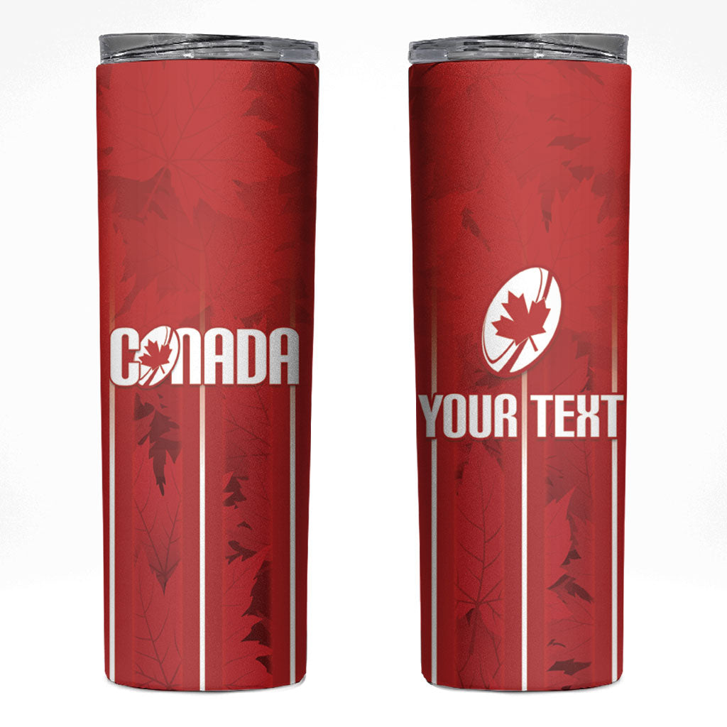 Custom Canada Rugby 2026 Skinny Tumbler Maple Leaf Striped Line Style