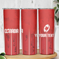 Custom Canada Rugby 2026 Skinny Tumbler Maple Leaf Striped Line Style