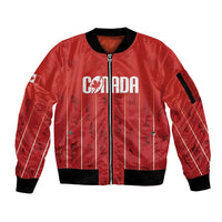 Custom Canada Rugby 2026 Sleeve Zip Bomber Jacket Maple Leaf Striped Line Style
