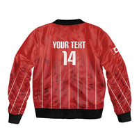 Custom Canada Rugby 2026 Sleeve Zip Bomber Jacket Maple Leaf Striped Line Style