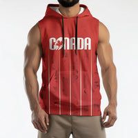 Custom Canada Rugby 2026 Sleeveless Hoodie Maple Leaf Striped Line Style