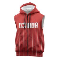 Custom Canada Rugby 2026 Sleeveless Zip Hoodie Maple Leaf Striped Line Style
