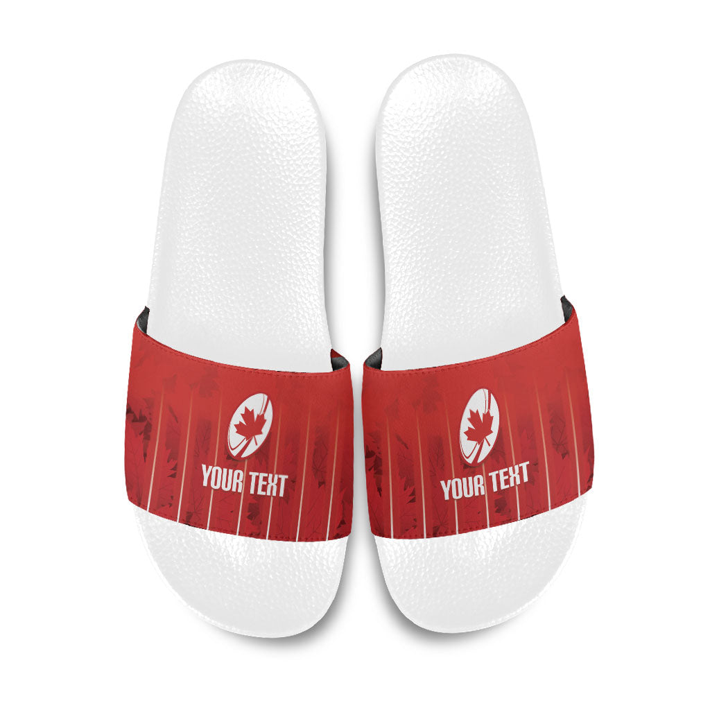 Custom Canada Rugby 2026 Slide Sandals Maple Leaf Striped Line Style
