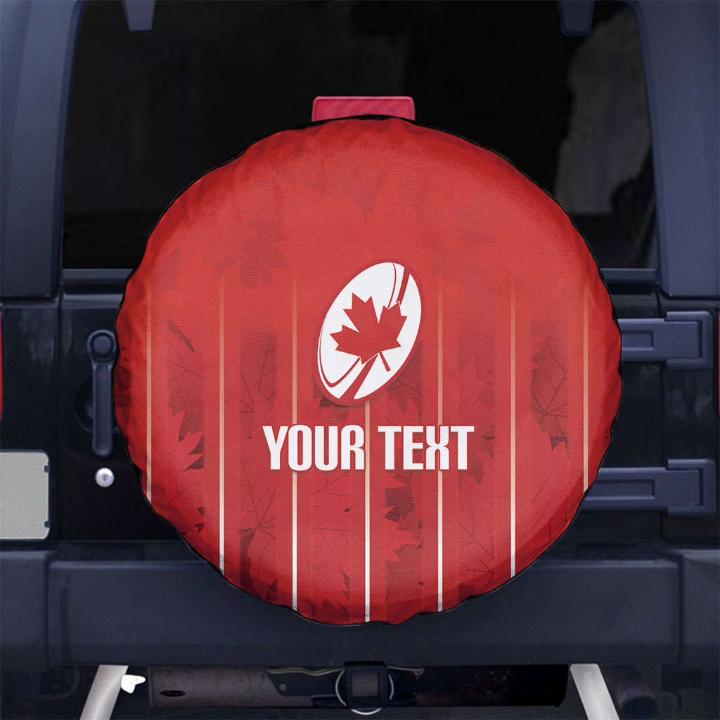 Custom Canada Rugby 2026 Spare Tire Cover Maple Leaf Striped Line Style