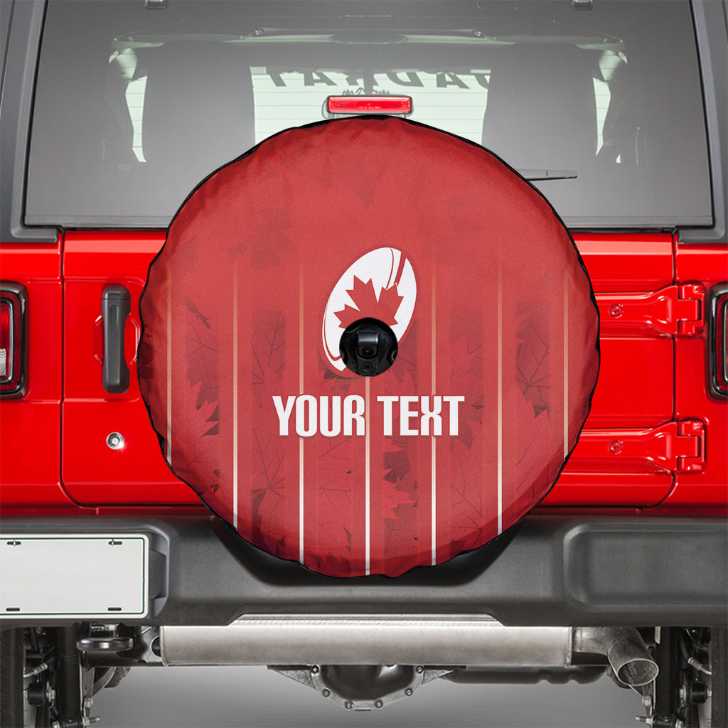 Custom Canada Rugby 2026 Spare Tire Cover Maple Leaf Striped Line Style
