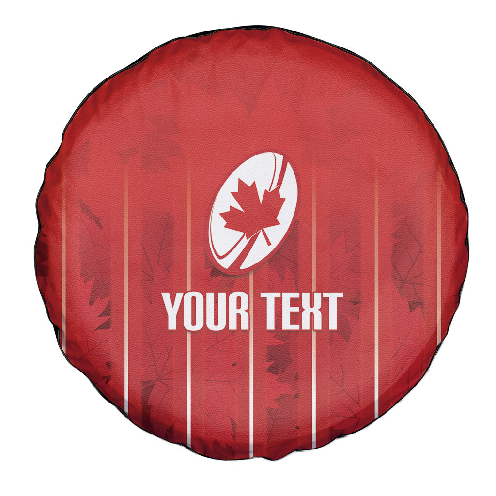 Custom Canada Rugby 2026 Spare Tire Cover Maple Leaf Striped Line Style