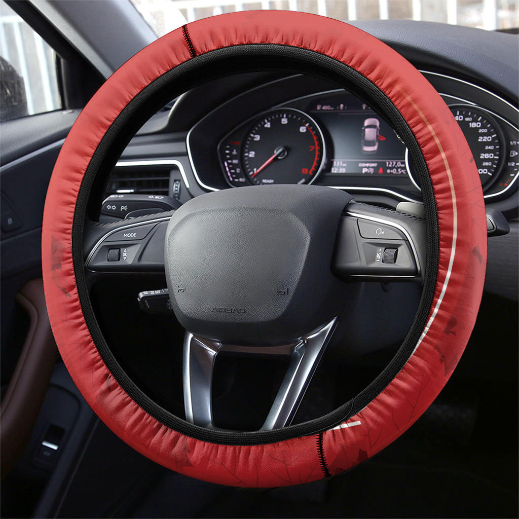 Canada Rugby 2026 Steering Wheel Cover Maple Leaf Striped Line Style