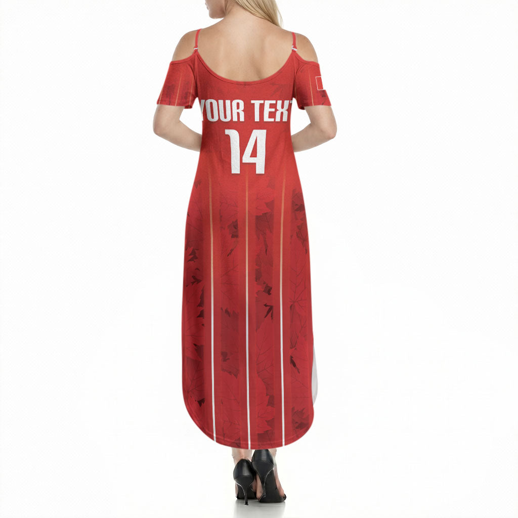 Custom Canada Rugby 2026 Summer Maxi Dress Maple Leaf Striped Line Style