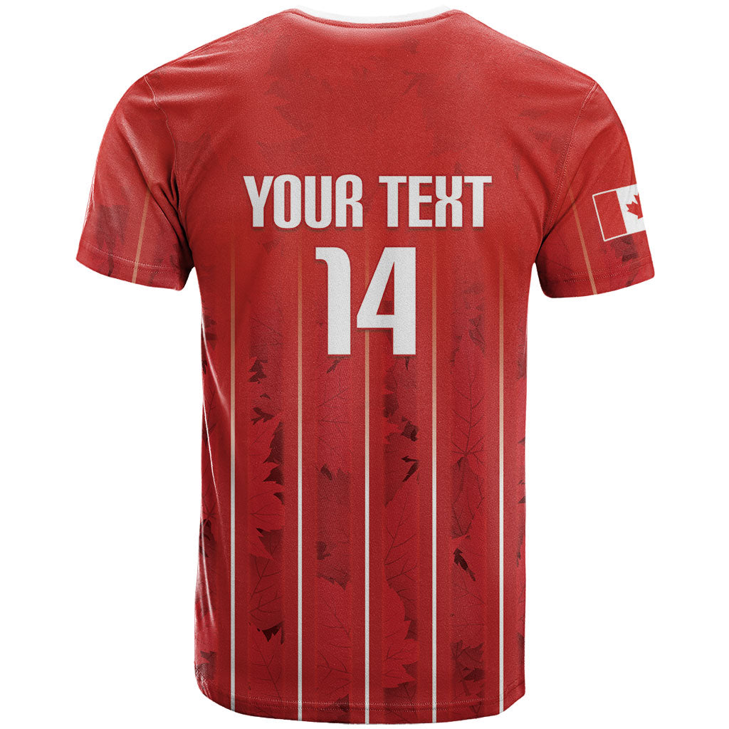 Custom Canada Rugby 2026 T Shirt Maple Leaf Striped Line Style
