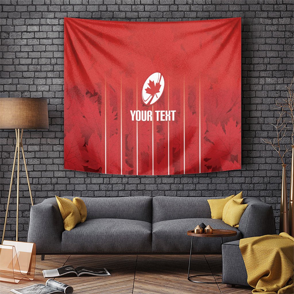 Custom Canada Rugby 2026 Tapestry Maple Leaf Striped Line Style