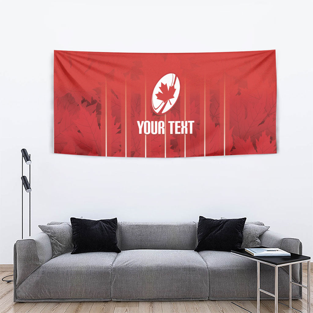 Custom Canada Rugby 2026 Tapestry Maple Leaf Striped Line Style