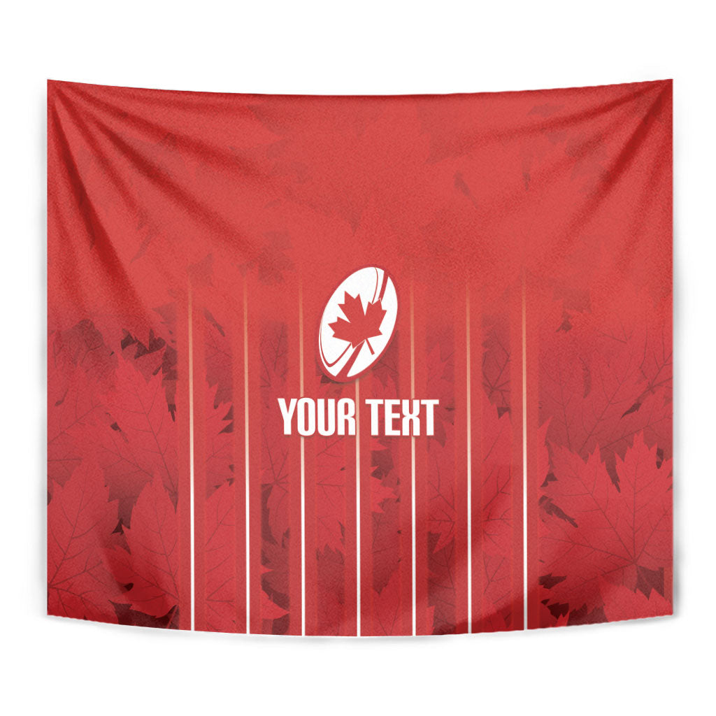 Custom Canada Rugby 2026 Tapestry Maple Leaf Striped Line Style