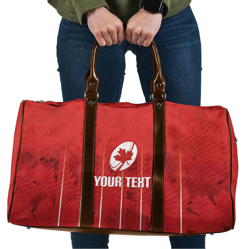 Custom Canada Rugby 2026 Travel Bag Maple Leaf Striped Line Style