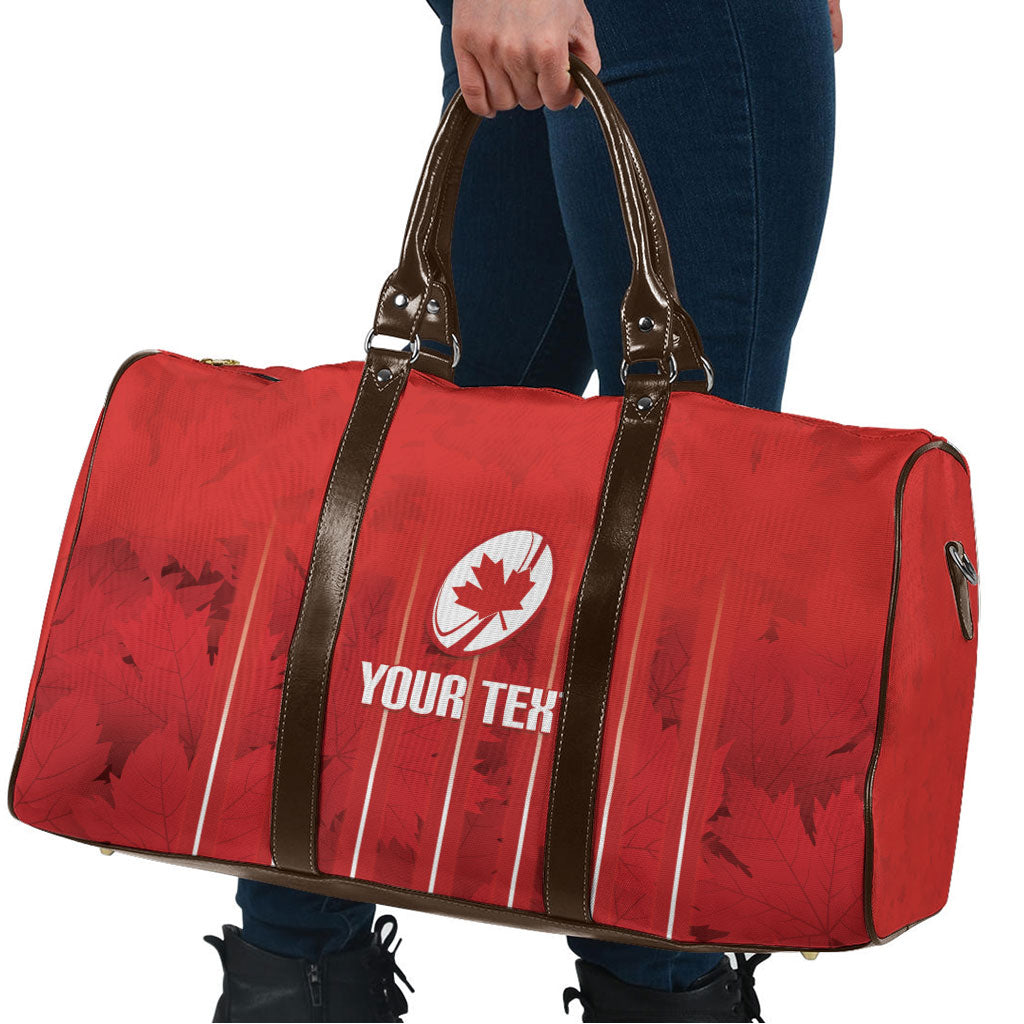 Custom Canada Rugby 2026 Travel Bag Maple Leaf Striped Line Style