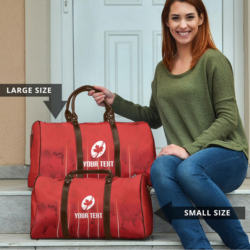 Custom Canada Rugby 2026 Travel Bag Maple Leaf Striped Line Style