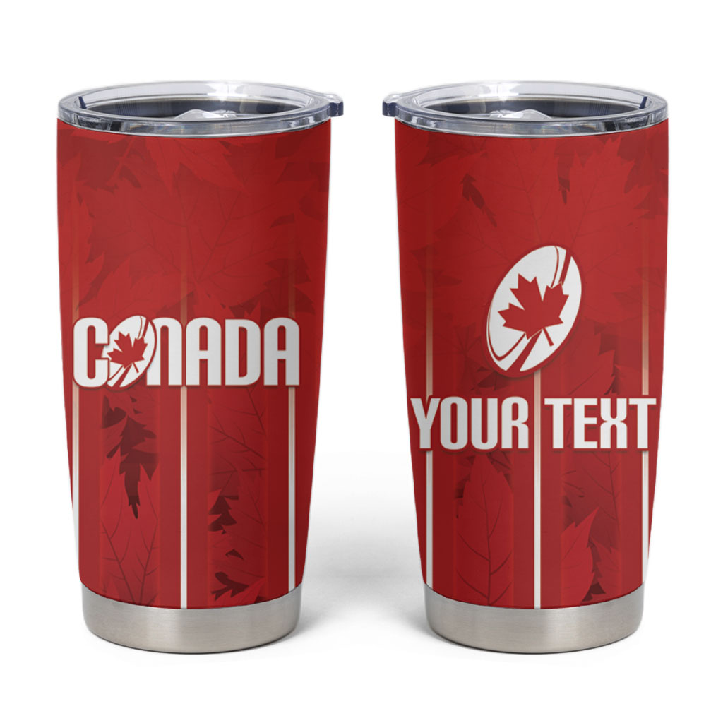 Custom Canada Rugby 2026 Tumbler Cup Maple Leaf Striped Line Style