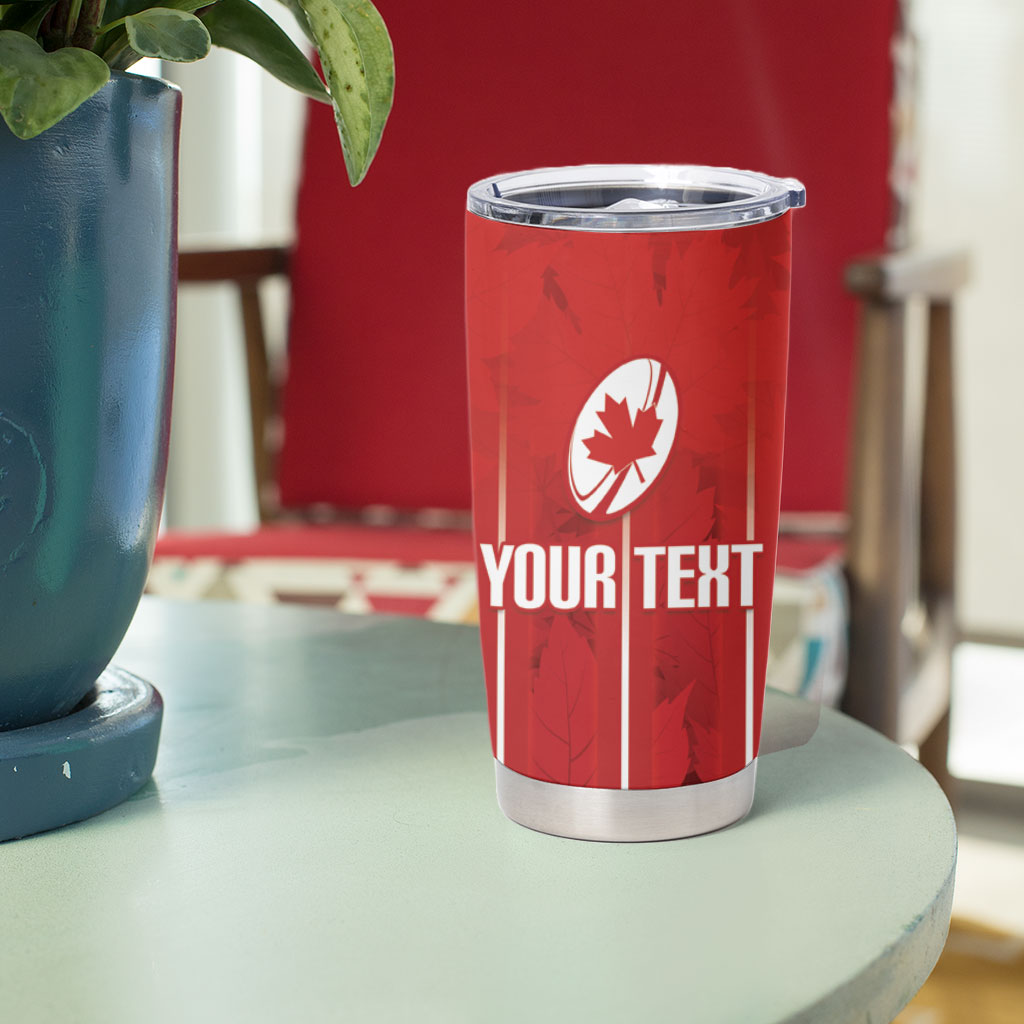 Custom Canada Rugby 2026 Tumbler Cup Maple Leaf Striped Line Style
