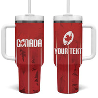 Custom Canada Rugby 2026 Tumbler With Handle Maple Leaf Striped Line Style