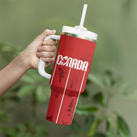 Custom Canada Rugby 2026 Tumbler With Handle Maple Leaf Striped Line Style