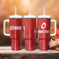 Custom Canada Rugby 2026 Tumbler With Handle Maple Leaf Striped Line Style