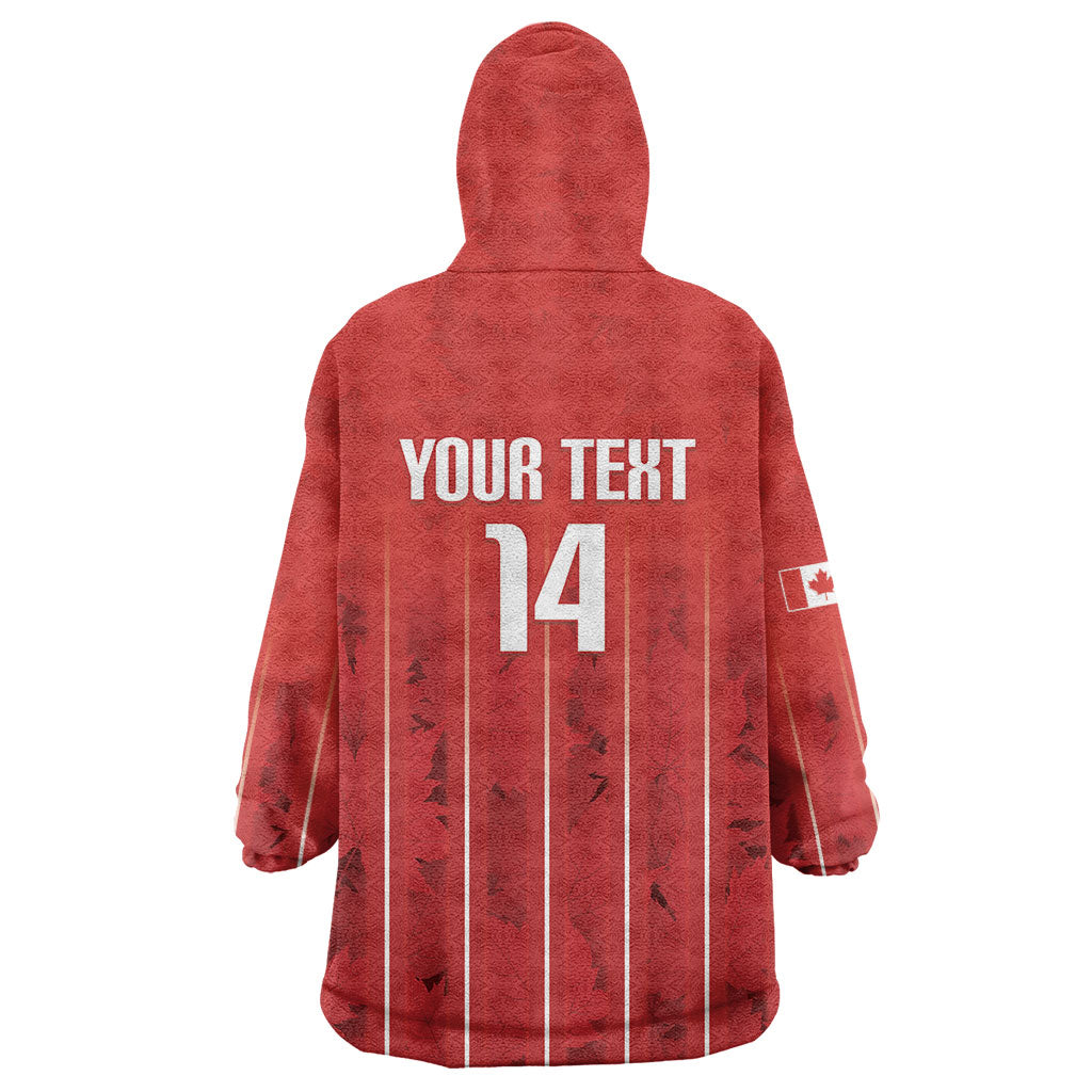 Custom Canada Rugby 2026 Wearable Blanket Hoodie Maple Leaf Striped Line Style