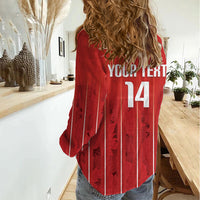 Custom Canada Rugby 2026 Women Casual Shirt Maple Leaf Striped Line Style