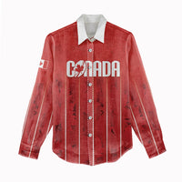 Custom Canada Rugby 2026 Women Casual Shirt Maple Leaf Striped Line Style