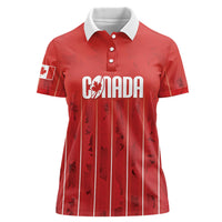 Custom Canada Rugby 2026 Women Polo Shirt Maple Leaf Striped Line Style