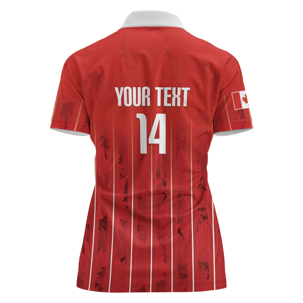 Custom Canada Rugby 2026 Women Polo Shirt Maple Leaf Striped Line Style
