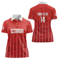 Custom Canada Rugby 2026 Women Polo Shirt Maple Leaf Striped Line Style