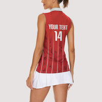 Custom Canada Rugby 2026 Women Sleeveless Polo Shirt Maple Leaf Striped Line Style