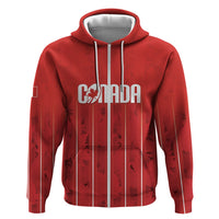 Custom Canada Rugby 2026 Zip Hoodie Maple Leaf Striped Line Style