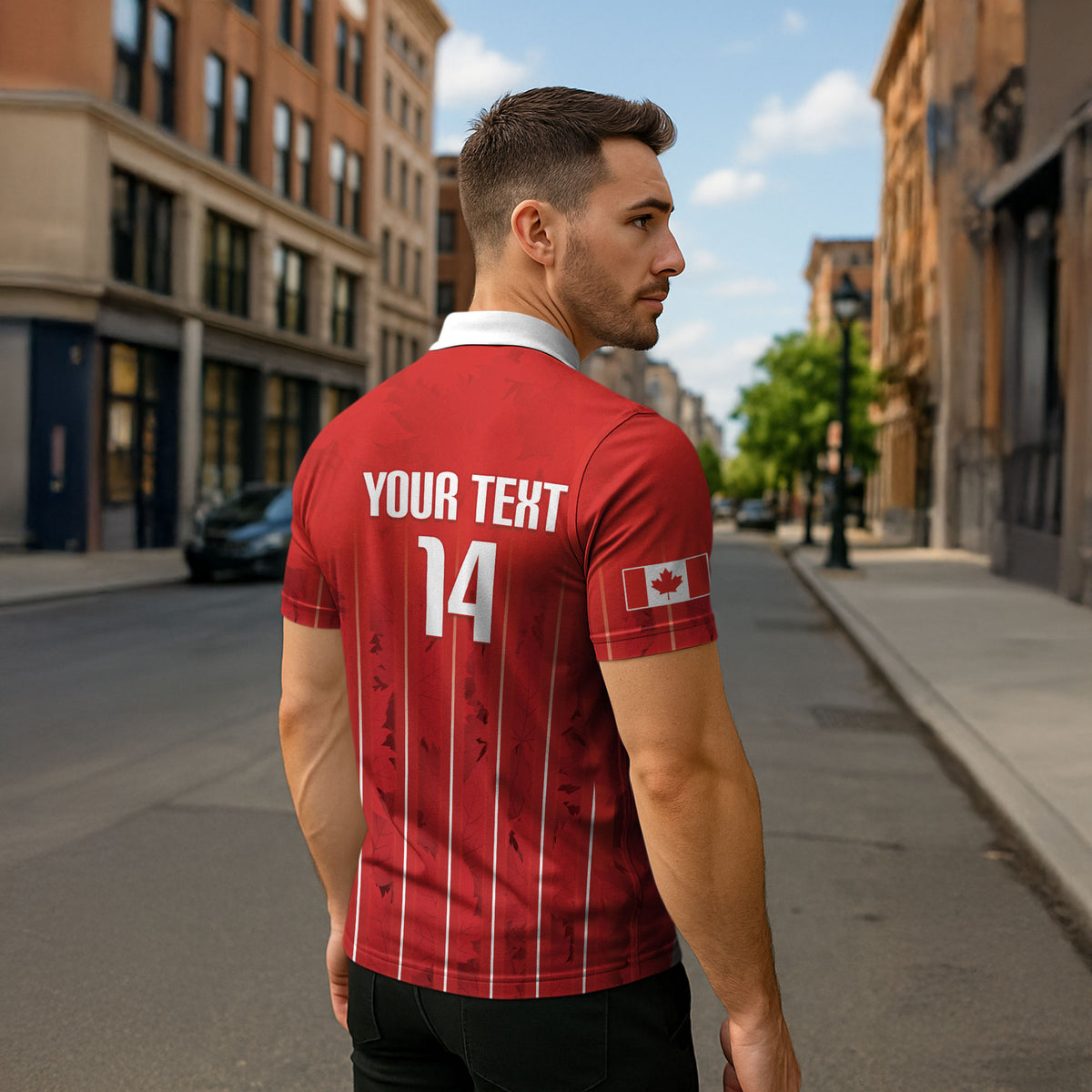 Custom Canada Rugby 2026 Zipper Polo Shirt Maple Leaf Striped Line Style