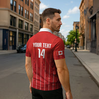 Custom Canada Rugby 2026 Zipper Polo Shirt Maple Leaf Striped Line Style