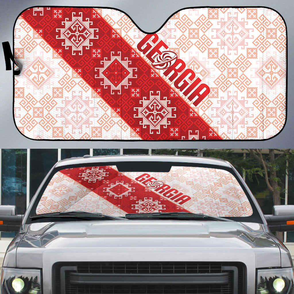 Georgia Rugby 2026 Auto Sun Shade Georgian Folk Pattern