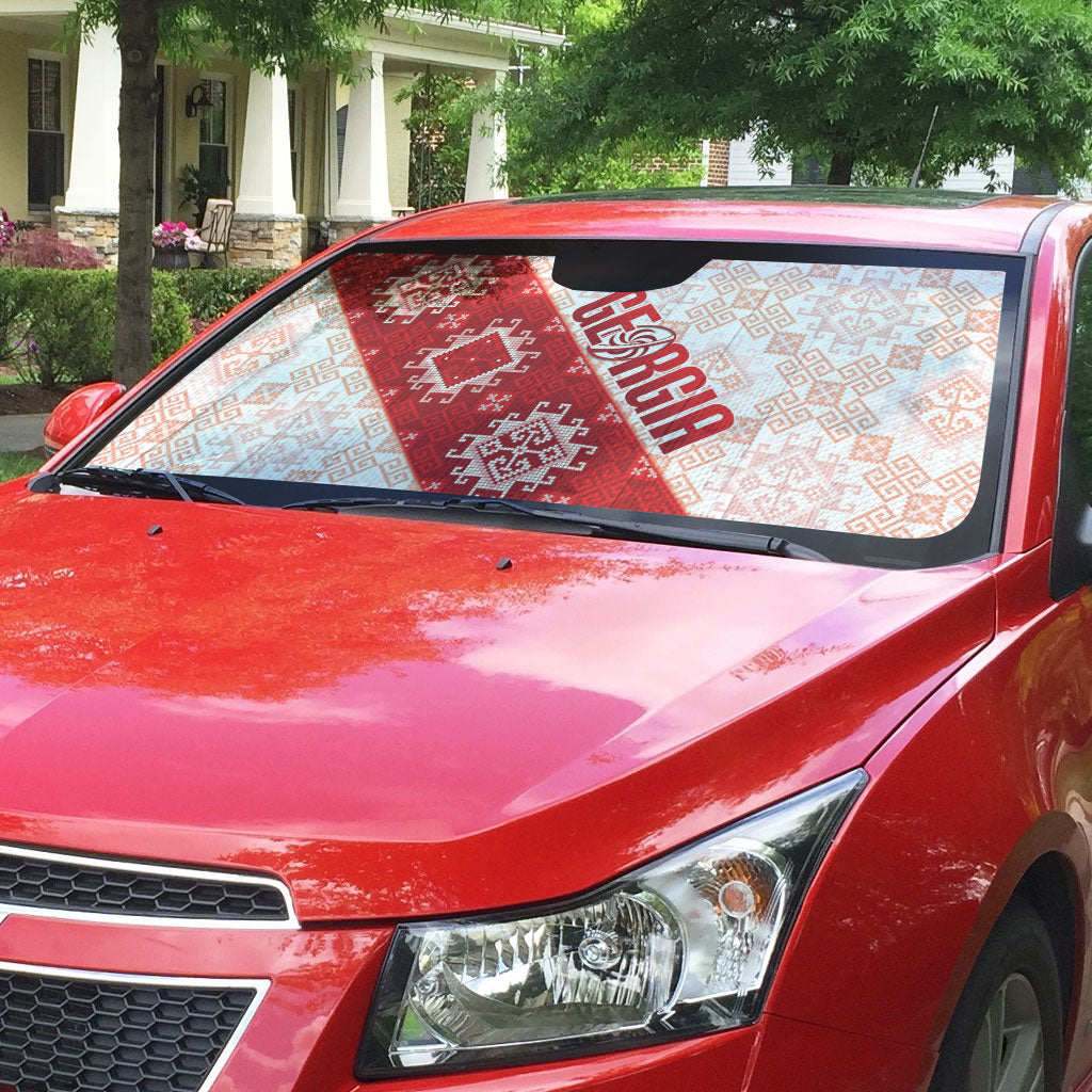 Georgia Rugby 2026 Auto Sun Shade Georgian Folk Pattern