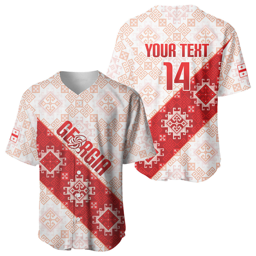 Custom Georgia Rugby 2026 Baseball Jersey Georgian Folk Pattern