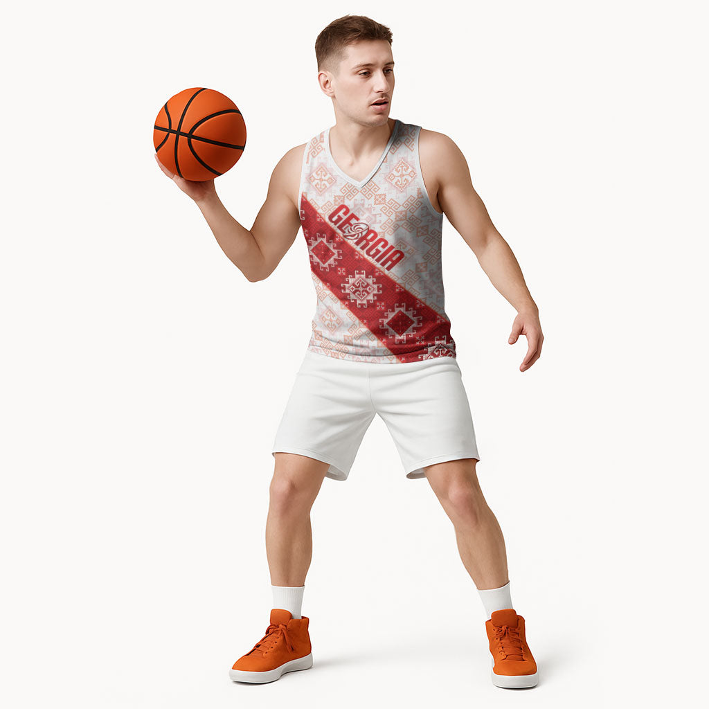 Custom Georgia Rugby 2026 Basketball Jersey Georgian Folk Pattern