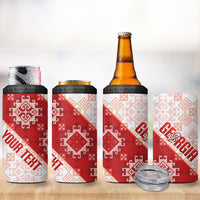 Custom Georgia Rugby 2026 4 in 1 Can Cooler Tumbler Georgian Folk Pattern