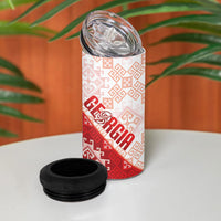 Custom Georgia Rugby 2026 4 in 1 Can Cooler Tumbler Georgian Folk Pattern