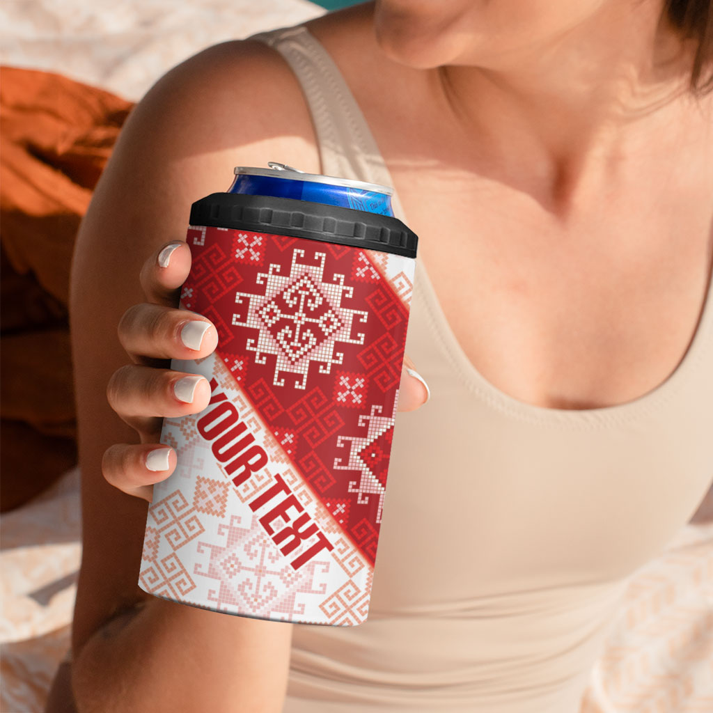 Custom Georgia Rugby 2026 4 in 1 Can Cooler Tumbler Georgian Folk Pattern