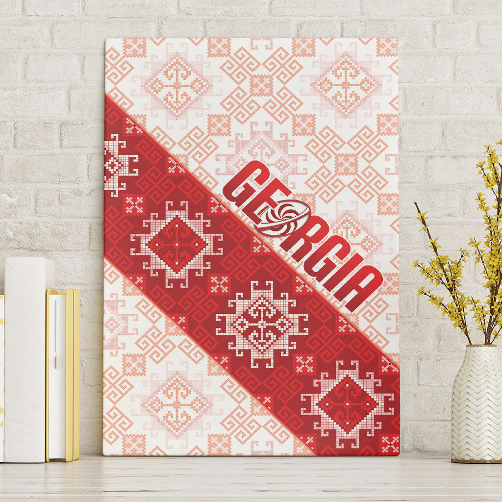 Georgia Rugby 2026 Canvas Wall Art Georgian Folk Pattern