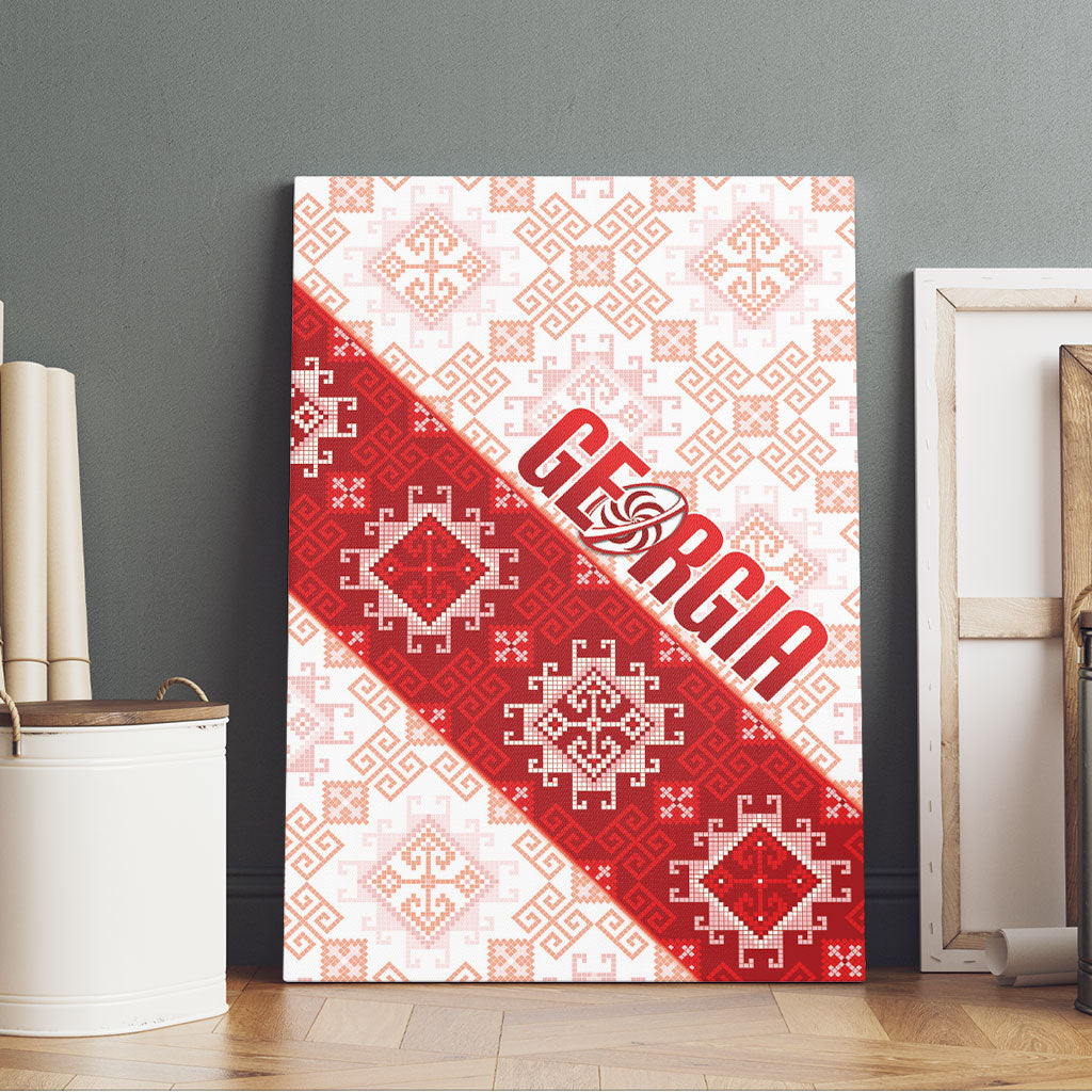 Georgia Rugby 2026 Canvas Wall Art Georgian Folk Pattern